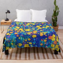 Blankets Abstract Floral Plaid Blue Tile For Beds Throw Blanket