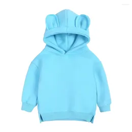 Jackets 2024 Blue Fashion Baby Boys Girls Hoody Children Warm Cotton Tracksuit Clothing Infant Solid Autumn Pullover Sweatshirts