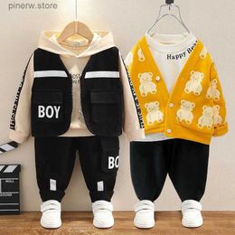 Clothing Sets 0-4 years old autumn and winter new fashion children's clothing baby fashion letter set boys' and girls' waistcoat three piece s