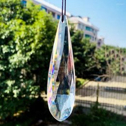 Chandelier Crystal Transparent Long Strip Water Droplets Laser Cutting Faceted Prism Sun Catcher Components El Ceiling Decor