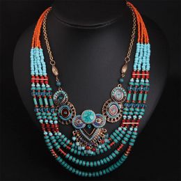 Necklaces European and American National Style Bohemian Handmade Beaded Necklace Short Clavicle Female Exaggerated Accessories XL00529