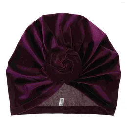 Berets Purple Headscarf Women Accessories Turban Folk-custom Hijab Ethnic Style Cap Elastic Headgear Lenceria De Mujer