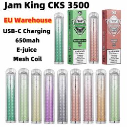 Jam King CKS 3500 vape puff 2800 disposable vape pen Electronic cigarette juice Flavour Warehouse in GERMAN 6ml Mesh Coil USB-C Charging E Liquid 2% 3% 5% factory vape china