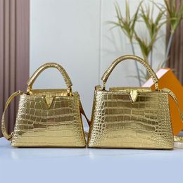 Croc Handbag Women Shoulder Crossbody Bag Gold Silver Wallets Alligator Purse Genuine Leather Large Multi Pochette Bottom Brass Ha311z