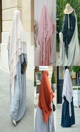 Ethnic Clothing Ramadan Eid Prayer Garment 3 Layers Long Khimar Islam Women Hijab Sleeveless Tops Abaya Jilbab Muslim Arabic Abaya4761758