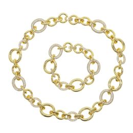 Necklaces Geometric Round Oval Hollow Circle Link Chain Charm Choker Necklace With Clear CZ Paved For Women Girl Fashion Wedding Jewellery