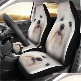 Car Seat Covers Car Seat Ers Ers Coton De Tear Dog Print Set 2 Pc Accessories Er Drop Delivery Mobiles Motorcycles Interior Automobile Dh3Pt