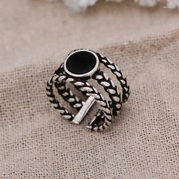 Cluster Rings Original Jewellery Arrival Round Black Resin Thai Silver Ladies Ring Promotion Gift Never Fade