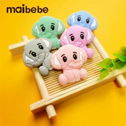 Alloy 50pcs Baby Silicone Beads Cartoons Elephant Animal Chewing Pandent Accessories DIY Jewelry Pacifier Clip Teething Toy