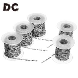 Bangle Dc 10yards/roll 3/3.8/4.2mm Width Sier Tone Stainless Steel Bulk Chain Men's Chain for Necklaces Bracelets Jewelry Making