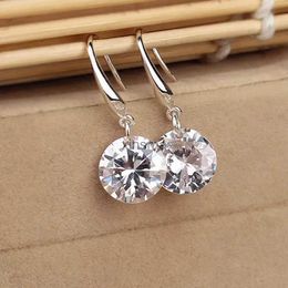 Stud 2024 New Round Crystal Zircon Drop Earrings for Women Golden Silver Colour Hook Earrings Brief Wedding Party Fashion Jewellery Gift YQ240129