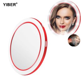 Mirrors Led Mini Makeup Mirror Usb Charging Portable Adjustable Sensing Lighting Small Cosmetic Mirror Travel Wireless Circular Mirror