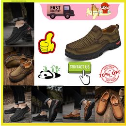 Hiking Shoes Casual Platform Flat Luxury Designer Leather shoes genuine leather oversized for men Anti slip wear resistant leather Training sneakers