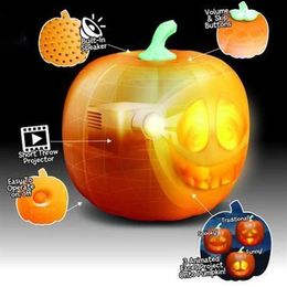 Halloween Flash Talking Animated LED Pumpkin Toy Projection Lamp for Home Party Lantern Decor Props Drop Y201006199U