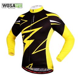 Men's T-Shirts WOSAWE Autumn Pro Cycling Jerseys Long Seve Bicyc Cycling Clothing Sportswear Mens Bike Cycling ClothesH24129