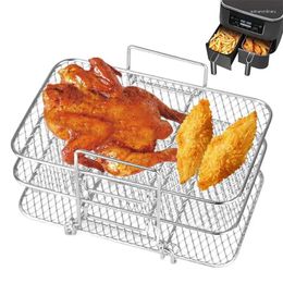 Kitchen Storage 3 Layer Air Fryer Rack Multi-layer Dehydrator Toast Food Grill Fine Mesh Safe Stainless Steel Accessories