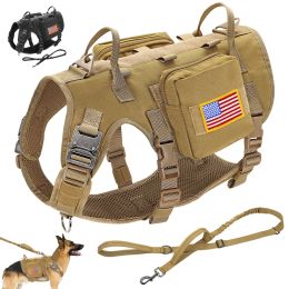 Harnesses Tactical Large Dog Harness Leash Military Pet Dog Vest No Pull with Handle Packet Bag For Medium Large Dogs German Shepherd