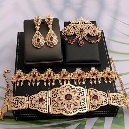 Necklace Morocco Caftan Wedding Belts Gold Plated Wedding Jewellery Set for Bridal Muslim Arabic Bridal Dress Chain Bride Accessory