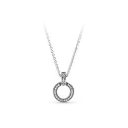 T GG fashion 925 sterling silver pendant necklace signature o t czcz diamonds for disc chain women jewelry with original box