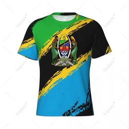 Men's T-Shirts Custom Name Nunber Tanzania Flag Colour Men Tight Sports T-shirt Women Tees jersey For Soccer Football Fans