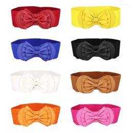 Belts Wide Elegant Women Bow Decoration Waist Strap Waistband Stretch Elastic