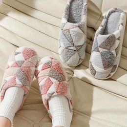 Slippers Women Colorblock Plush Winter Cosy & Warm Closed Toe Fuzzy Flat Shoes Super Soft Home