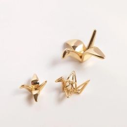 Rings Copper 3d Single Hole Paper Crane Charms Smart Earring Pendants Diy Jewellery Making Findings Accessories