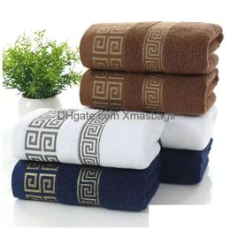 Towel Pure Cotton Lint- 32 Strands 100G Jacquard Luxury Design Soft Bath Household Absorbent Men And Women Towels Inventory Drop Del Dhgzq