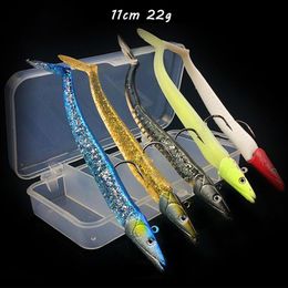 11cm 22g Bionic Fish Hook Soft Baits & Lures Jigs Single Hooks Fishhooks 5 Color Mixed Silicone Fishing Gear 5 Pieces Box203Z