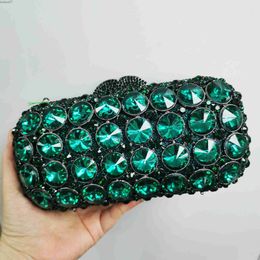 Evening Bags Women Green/Red Colour Crystal Clutch Bag For Prom Gift Evening Purse and Handbags Wedding Party Cocktail Minaudiere Bridal Bag