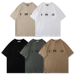 Essentialsclothing 24Ss Designer Tide T Shirts Chest Letter Laminated Print Short Sleeve High Street Loose Oversize Casual T-Shirt Pure Cotton Tops For Men 433