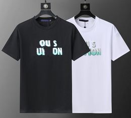 Summer Fashion Simple black letter-print T-shirt Pair of top white men's T-shirt Casual loose women's T-shirt Asian size M-3XL