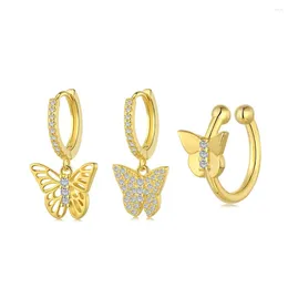 Stud Earrings S925 Sterling Silver Diamond Butterfly Ear Clip Versatile Without Holes Collar