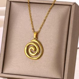 Pendant Necklaces Simple Round Shape For Women Stainless Steel Star Flower Vine Geometric Choker Jewelry Gifts