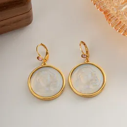 Dangle Earrings Minar Chic AB Colour Resin Drop For Women 18K Real Gold Plated Brass Round Large Huggie Earring Statement Jewellery
