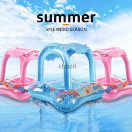 Other Pools SpasHG Children's Awning Seat Ring Floating Shade Sitting Ring Pool Supplies Inflatable Swimming Ring Seat Belt Awning YQ240129