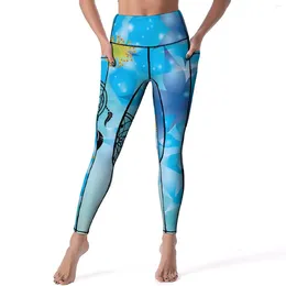 Active Pants Blue Dream Catcher Yoga Women Abstract Print Leggings Push Up Aesthetic Legging Elastic Graphic Gym Sport