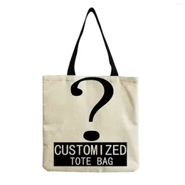 Evening Bags Customize Women Tote With Print Custom Your Pictures Shopping DIY Handbags Shoulder Polyester Canvas Beach