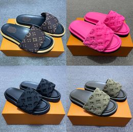 High quality Designer Pool Pillow sandals couples slippers men women summer flat shoes fashion beach slippers slides 455