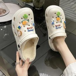 Slippers Miniso Cotton Female Autumn And Winter Eva Thick Soles Step On Warm Couple Shoes