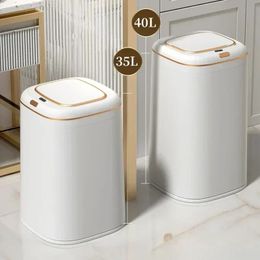 40L Smart Trash Can Large Capacity Automatic Sensor Waste Garbage Bin Kitchen Barthroom Dustbin Electric Touchless Wastebasket 240119