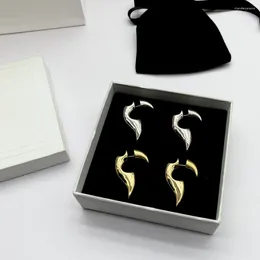 Stud Earrings 2024 Personalised Avant-Garde Trendy Metal Horn For Women Party High Quality European Famous Luxury Jewelry.