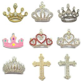 Pendants ( Choose Style First ) Each Style 10pcs/bag Enamel/Chunky Rhinestone Princess Crown ,Cross Pendants For Fashion Necklace Making