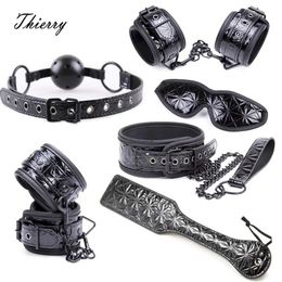 Bondage Thierry Crimson/Black Tied Ultimate Bondage KitBlindfold Ball Gag Collar Wrist and Ankle Cuffs Paddle Spanking Sex Toys