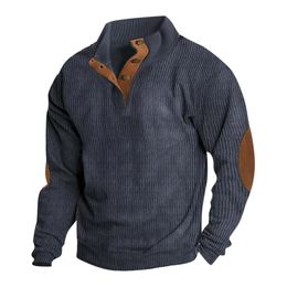 Vintage Warm Mens Hoodie Fleece Soft Sweater Stand Up Collar Winter Sweatshirt Outdoor Casual Tshirt Men Jacket 240119