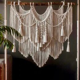 Hand-woven Pendant Tassel Tapestry for Room Bedside Wall Hanging Boho Decoration Wedding Backdrop Decor Macrame Tapestry 240125