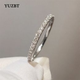 YUZBT 9K 10K White Gold Brilliant Cut 03 s Diamond Tester Past D Colour Engagement Ring Korean Style Jewellery 240122