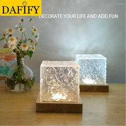 Night Lights LED USB Crystal Table Water Wave Flame Atmosphere Lamps Room Bedroom Bedside Bar Decor Lighting Lamp