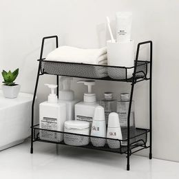 Double Layer Iron Kitchen Storage Rack Wire Spice Organizer Metal Cosmetic Makeup Basket Holder Dish Drainer Bathroom Desk Shelf 240122