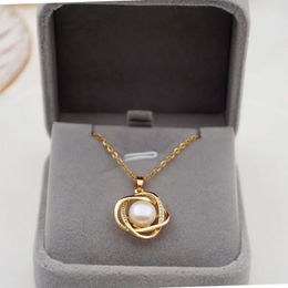 Natural Pearl 18 K Rose Gold Fashion Necklace Jewelry Gold Jewelry Nacklaces for Women Fine Gift Jewelry 240119